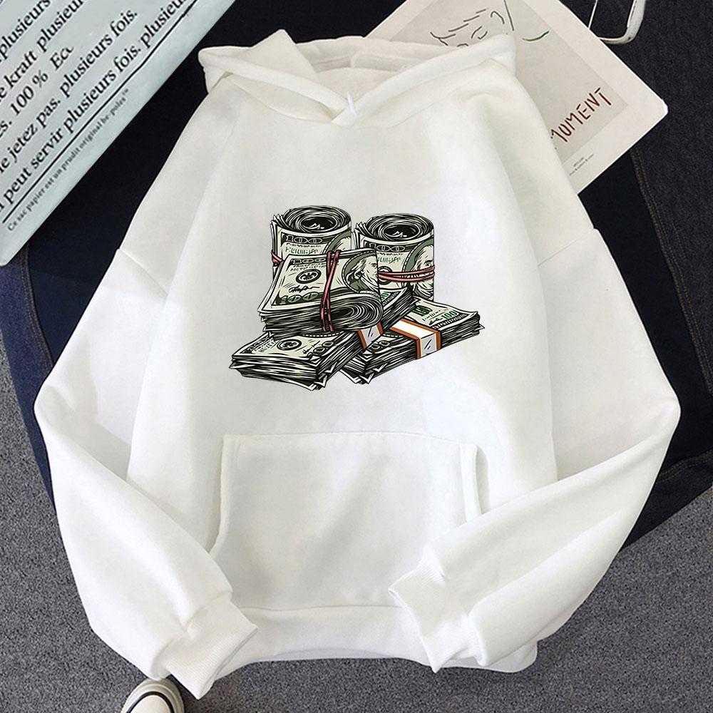 Geldscheinrolle 100 Hundert Dollar Sweatshirts Herren/Damen Hoodie Langarm Pullover O-Ausschnitt Streetwear Weiblich Kpop Kleidung