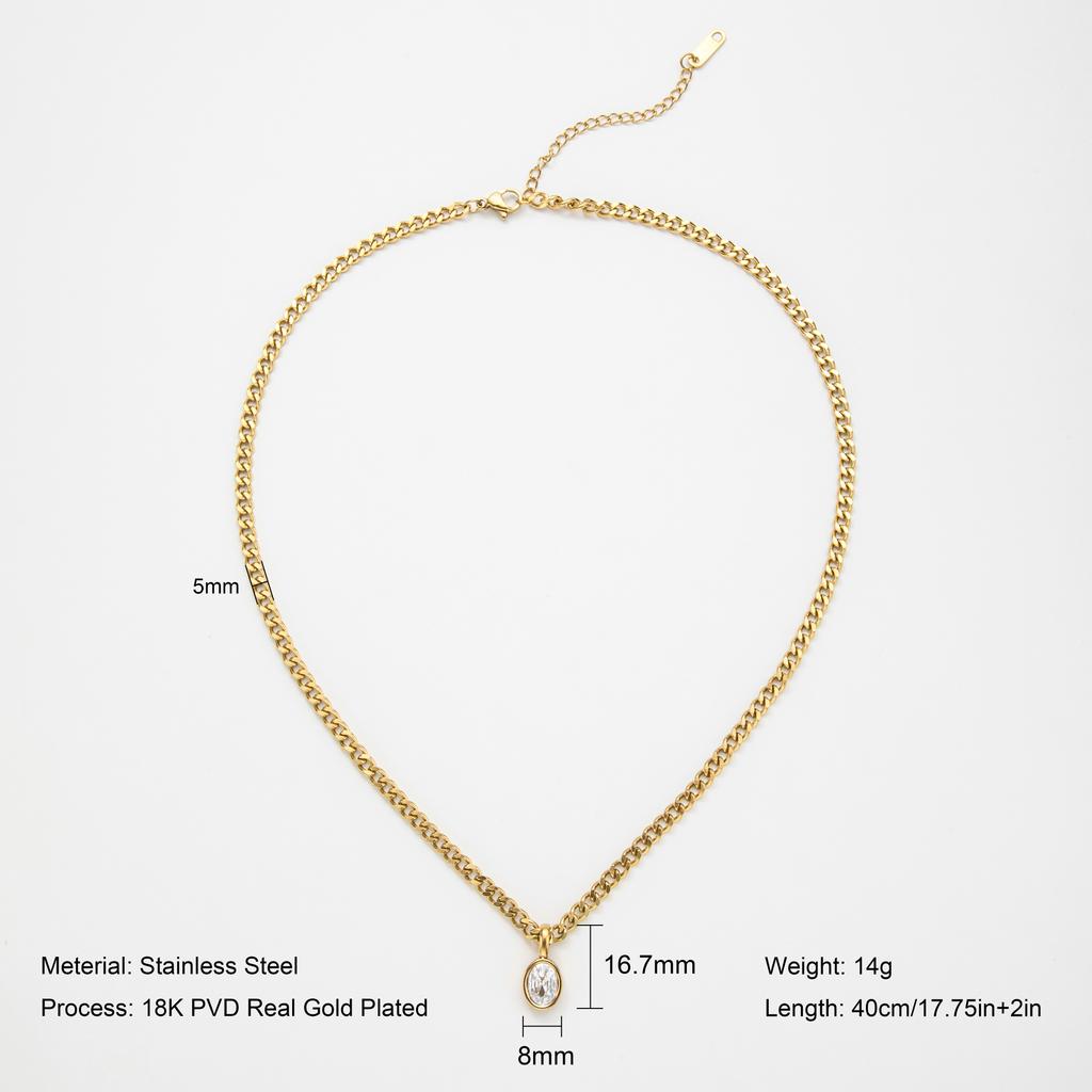 YF3635 Vintage 18k Gold Plated Jewelry Waterproof Tarnish Free Stainless Steel Star 5a Zircon Pendant Cuban Chain Necklace