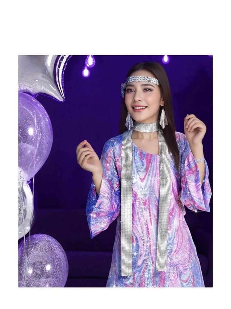 Halloween Hippie Disco Sequin Dress for Women