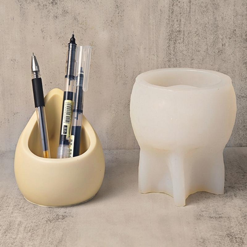 Versatile Concrete Silicone Mold Raindrop Shaped Pen Holder Moulds DIY Candle Holder Mould Silicone Material for Crafts