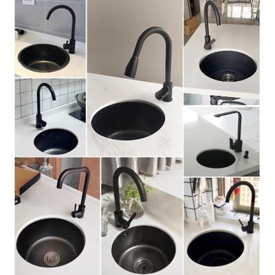 Barbecken Mini Rundes Küchenbecken Bar Edelstahlbecken Einzelbecken mit Abflusszubehör für Zuhause Rundes Küchenbecken