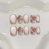 10Pcs Short Ballet Cat Eye Press On Nails Handmade Shiny Rhinestone Full Cover Fake Nails Summer Fashion Manicure Set