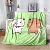 Cartoon Print Bear and Pa Blanket Cute Bubu  Dudu Series  S Warm Flannel Soft Comfortable Home Bed#(8)
