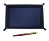 Grained Cowhide Pen Tray In Blue and a Reissued Metal Clip Ballpoint Pen Set In Red Japanese-made (AP300) 1960s-era Knock-type (TRAL-AP300B-R)