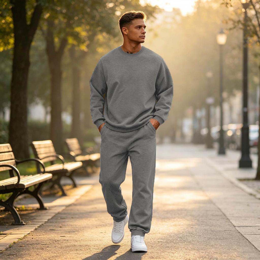 Men's Color Hoodie and Jogger Set for Spring and Fall, Casual Activewear Track Suit