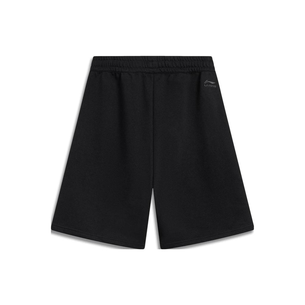 Li-Ning China Culture Series Brand Logo Embroidered Elastic Waist Straight Loose Casual Shorts Men Bottoms Black AKST383-2