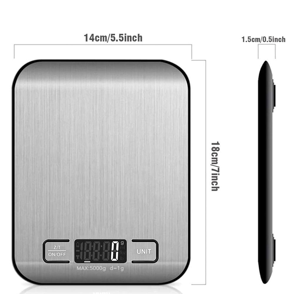 

Многофункциональные кухонные высокоточные электронные весы для выпечки кондитерских изделий ЖК-дисплей 10 кг/1 г Электронные весы из нержавеющей стали 5Kg чёрный