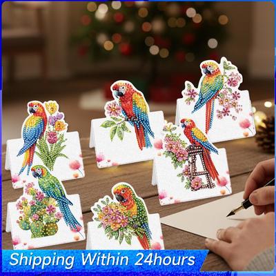 6pcs Butterfly Flower Adult DIY Diamond Art Greeting Cards Handmade Diamond Art Handmade Cards for Birthday Thank You Friendship