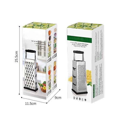 4-Sided Grater, Potato, Fruit, Vegetable, Cheese Shredder and Slicer, Kitchen Multifunctional Vegetable Cutter with Handle and Non-Slip Rubber Bottom,
