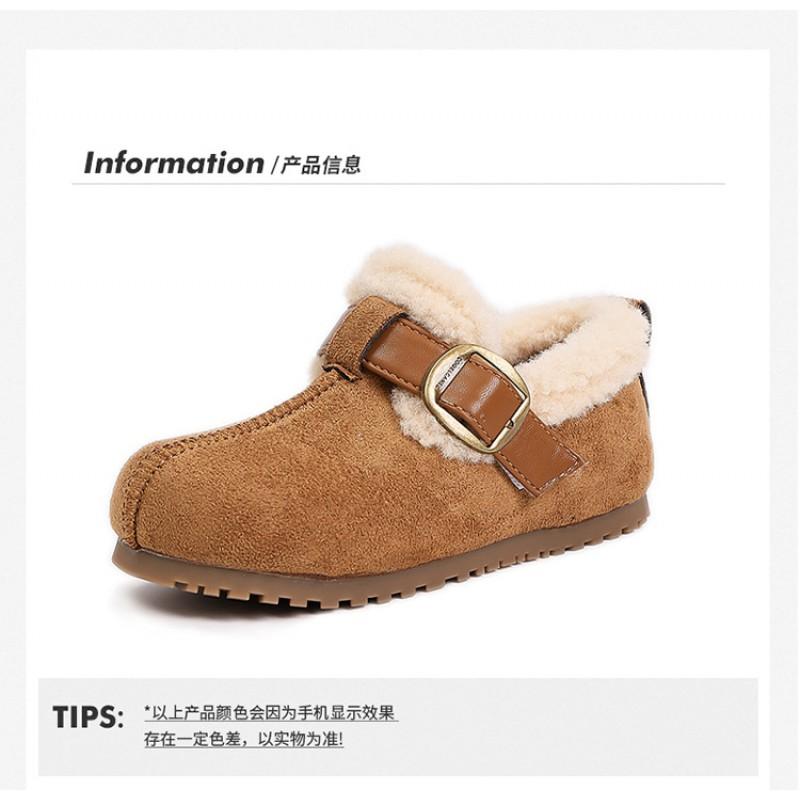 Girls Winter Warm Fleece-Lined Closed-Back Slip-On Boots Kids Ages 4-16 Thick Sole Rubber Shoes In Camel Brown