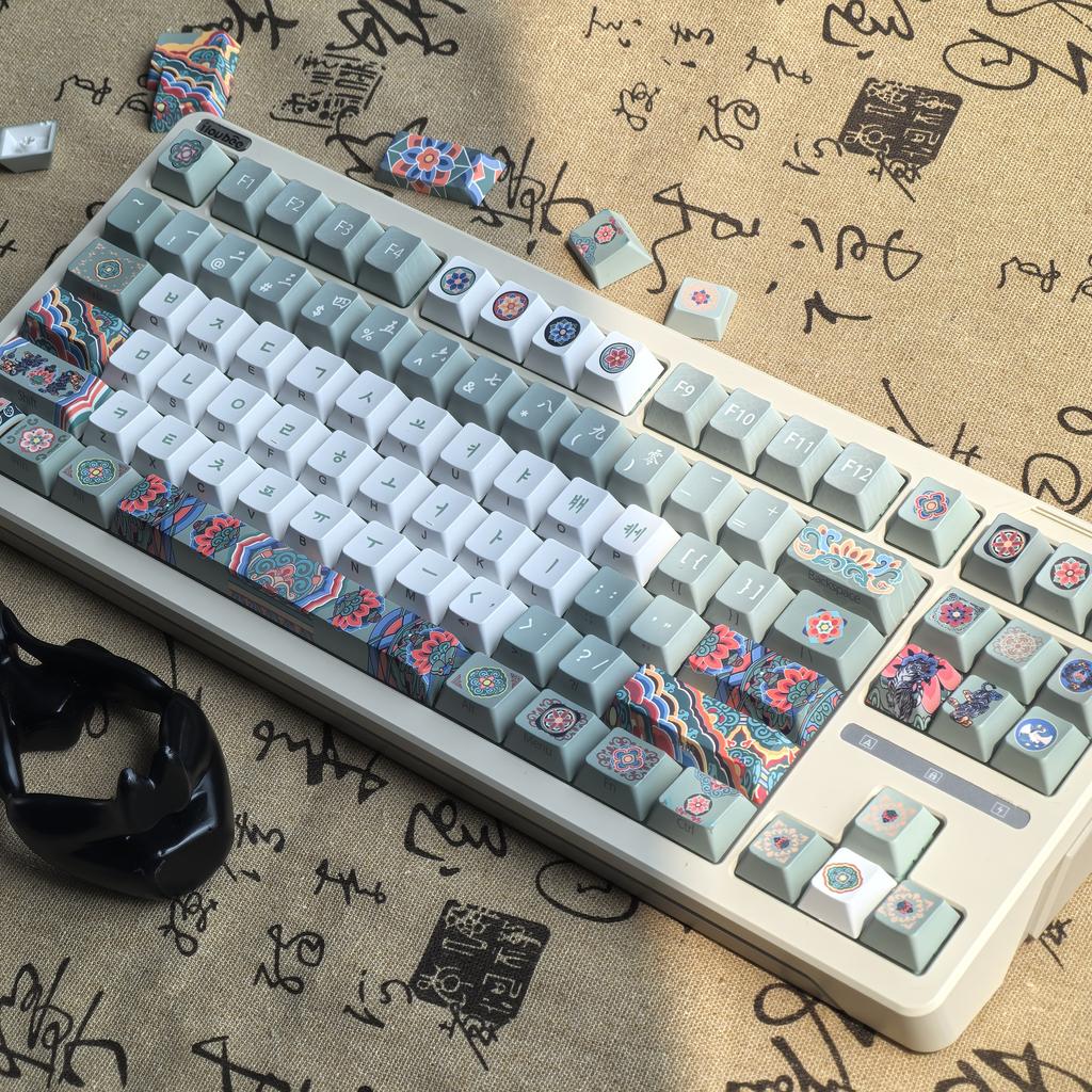 MAIMOOO Korean Keycaps Retro Cherry Morandi Green Pbt Custom Aula Ajazz Hangul Retro Keyboard Keycaps