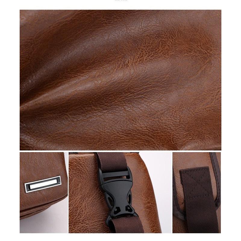 Portable Outdoor Crossbody Bag Pu Chest Bag Casual Shoulder Bag Usb Charging Mobile Phone Bag for