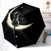 1pc Moon CatAutomatic Folding Umbrella, Portable Collapsible Design, Casual Outdoor Accessory, for All Seasons049