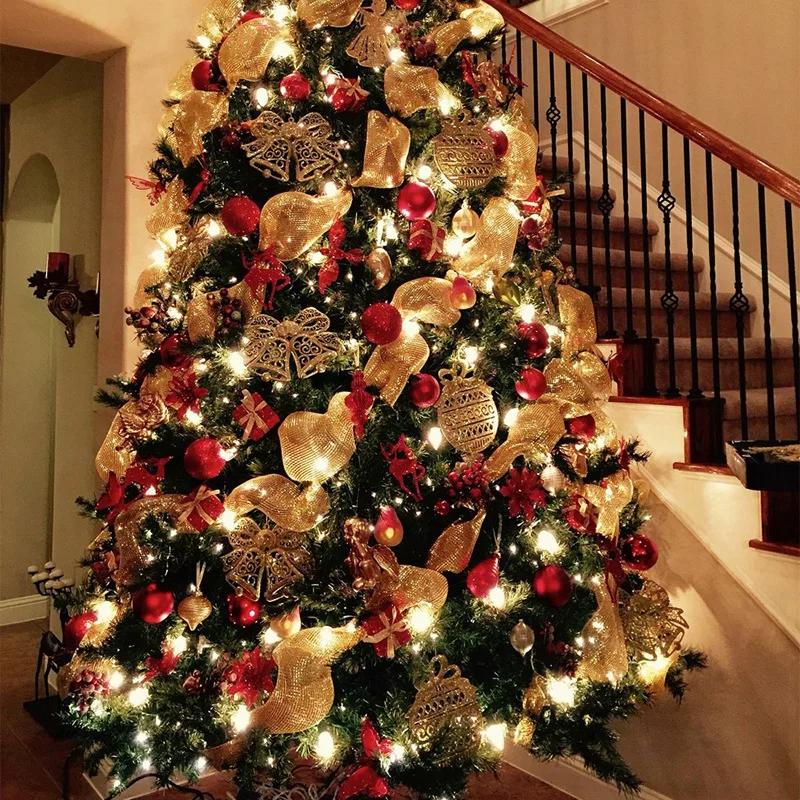 1Roll Christmas Mesh Ribbon Diy Wreath Bow Ribbon Christmas Tree Decorations For Home Xmas Gifts Navidad Noel New Year