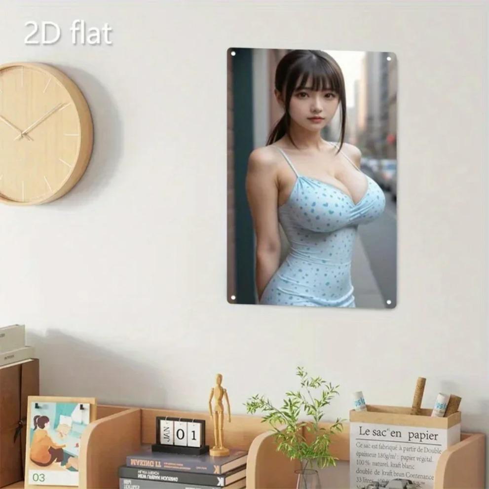 Vintage Metallwandkunst mit blauen Augen Retro-Porträt - Langlebiges Eisenschild für Heimbar Café Dekoration Weihnachtsgeschenk