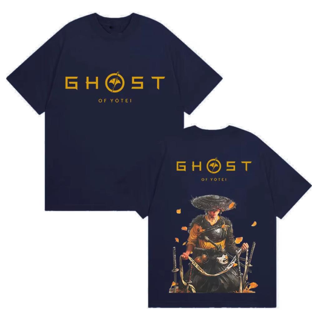 Japanese Ghost of Yotei Graphic T Shirt Men High Quality Fashion Cotton Tshirts Retro Oversized Short Sleeve T Shirt Streetwear