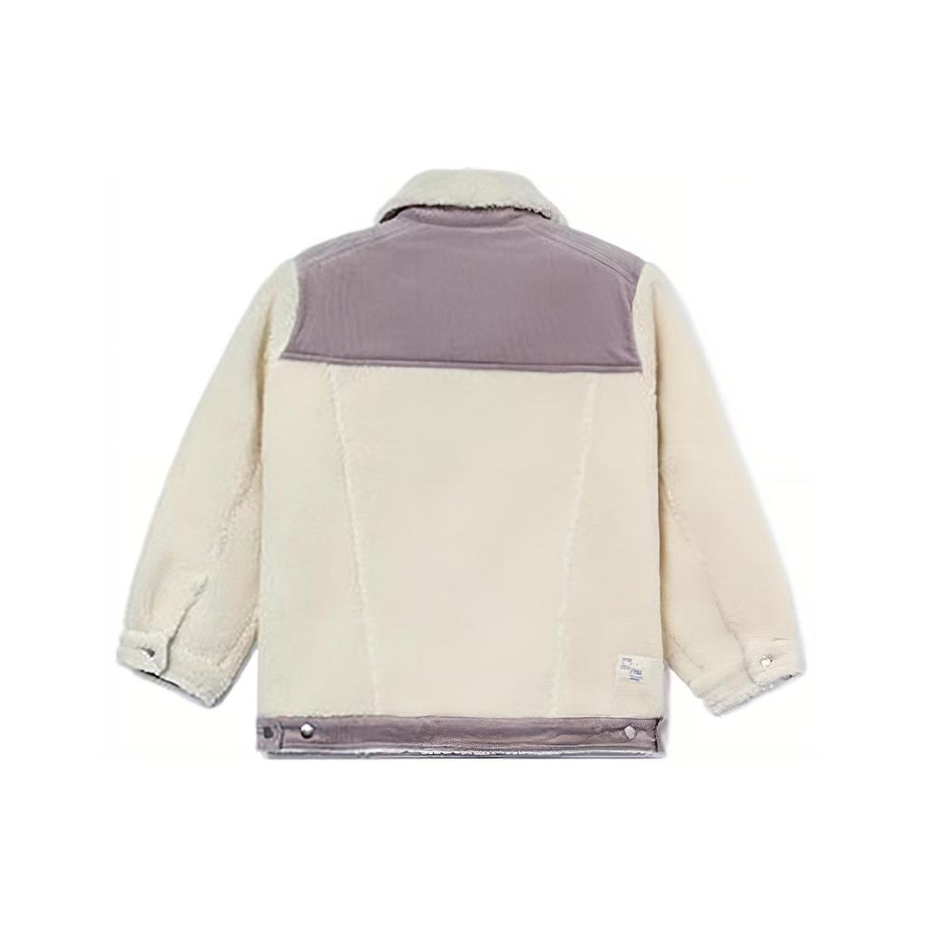 Li Ning Badfive Color Block Letter Logo Embroidered Loose Sports Long Sleeve Jacket Women Jacket Off-White AFDR718-1