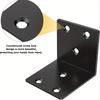 70pcs Black L-Shaped Iron Corner Brackets 6-Hole Right Angle Supports for Furniture Repair Table Chairs Bed Frame
