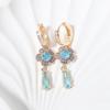 Luxury Flowers with Water Droplets Zirconia Dangle Earrings for Women Golden Earring Jewelry Party Accessories
