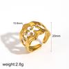 Dainty 18K Gold Plated Stainless Steel Turquoise Zircon Rings Lava Hammered Texture Evil Eyes Rectangle Rings Jewelry