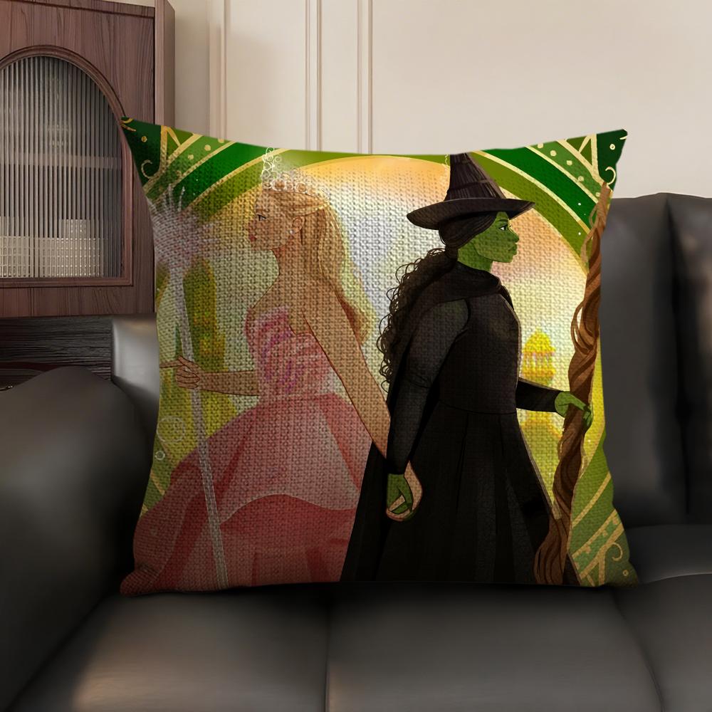 WWicked Part One Movie Cushion Cover Natural Linen Organic Fabric DoubleSided Printing Sofa Home Decor Gift Pillow Case