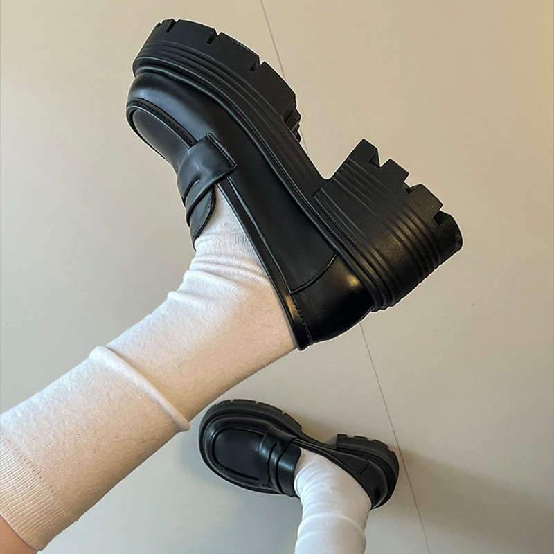 Retro British style big head platform small leather shoes  summer new Japanese jk with skirt uniform single shoes