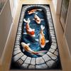 3D Lotus Koi Runner Rug for Hallway Non-Slip River Rock Floor Mat Traditional Oriental Indoor Carpet