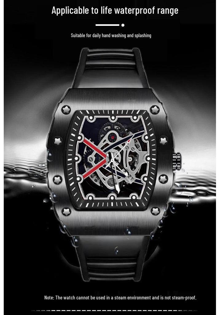 ZIDO Black Warrior 1707 Men's Automatic Luminous Waterproof Skeleton Watch