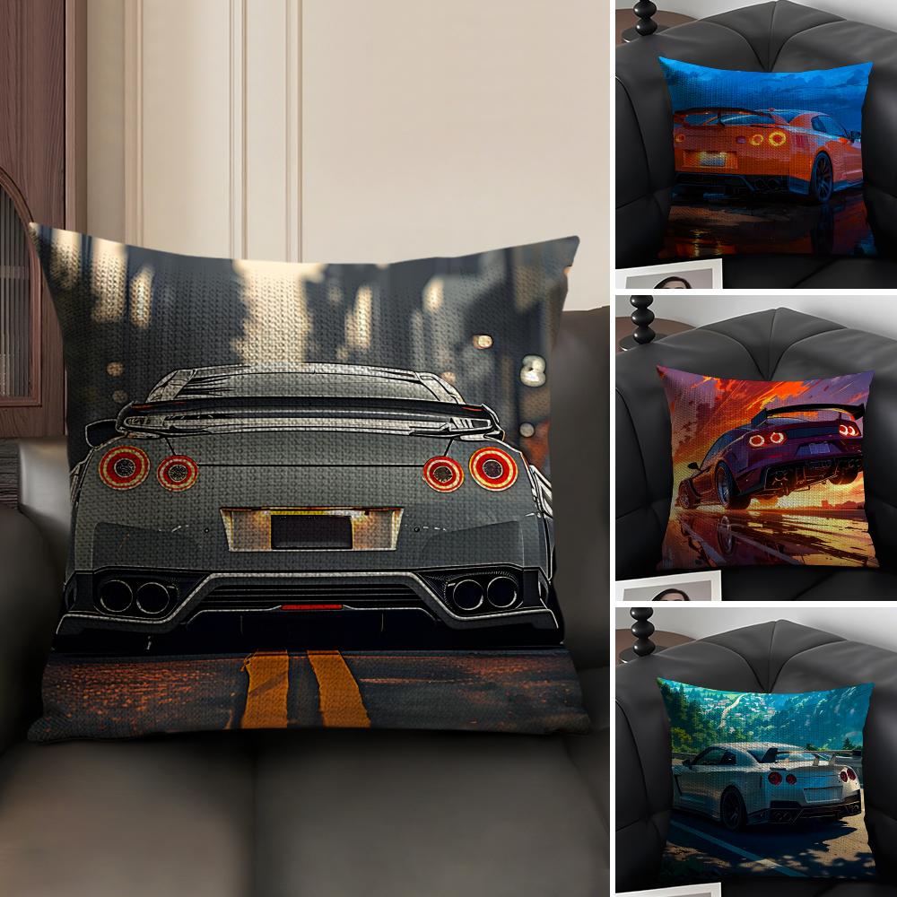 Car Cool Cushion Cover Natural Linen Organic Fabric Double-Sided Printing Sofa Home Decor Gift Pillow Case