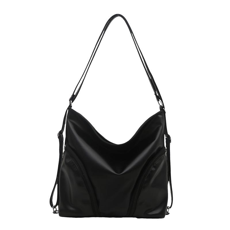 

Soft leather women s bag 2025 new backpack large capacity commuter shoulder messenger bag simple casual trendy tote bag чёрный