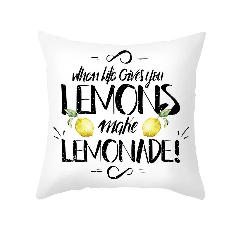 Nordic Summer Yellow Lemon Throw Pillow Cover Living Room Sofa Office Car Seat Waist Cushion   Home Decoration