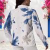Women Plus Size Long Sleeve Collared Button Front Abstract Geometric Leaf Print Earth Tone Shirt