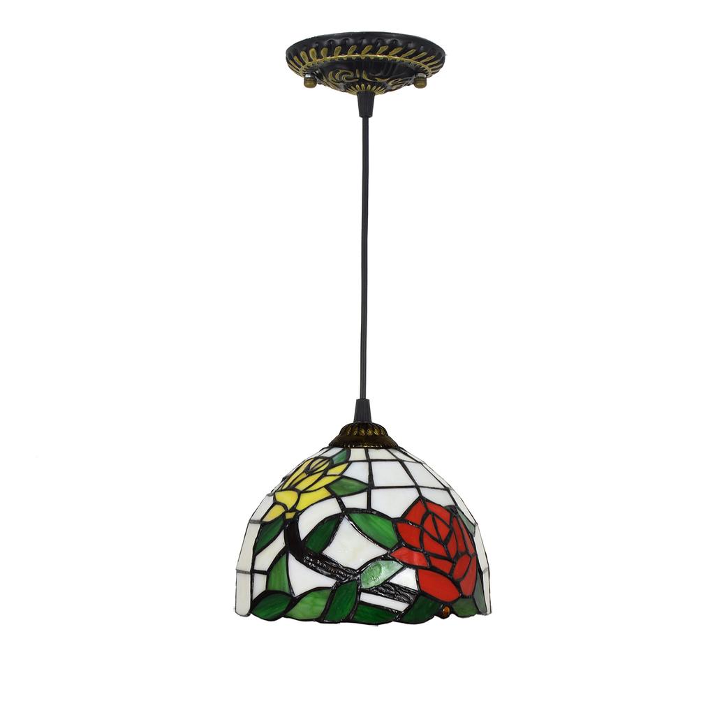 20cm/8“ European Stained Glass Pendant Lamp Dinning Room Chandeliers Hanging Light Bedroom Lighting Fixture Home Luminaria Decor