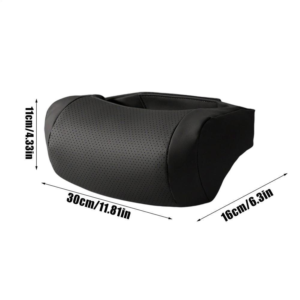 

Car Headrest Neck Pillow Leather Seat Cushion Ergonomic Removable Cover Adjustable Strap Car Neck Pillow For Driving чорний