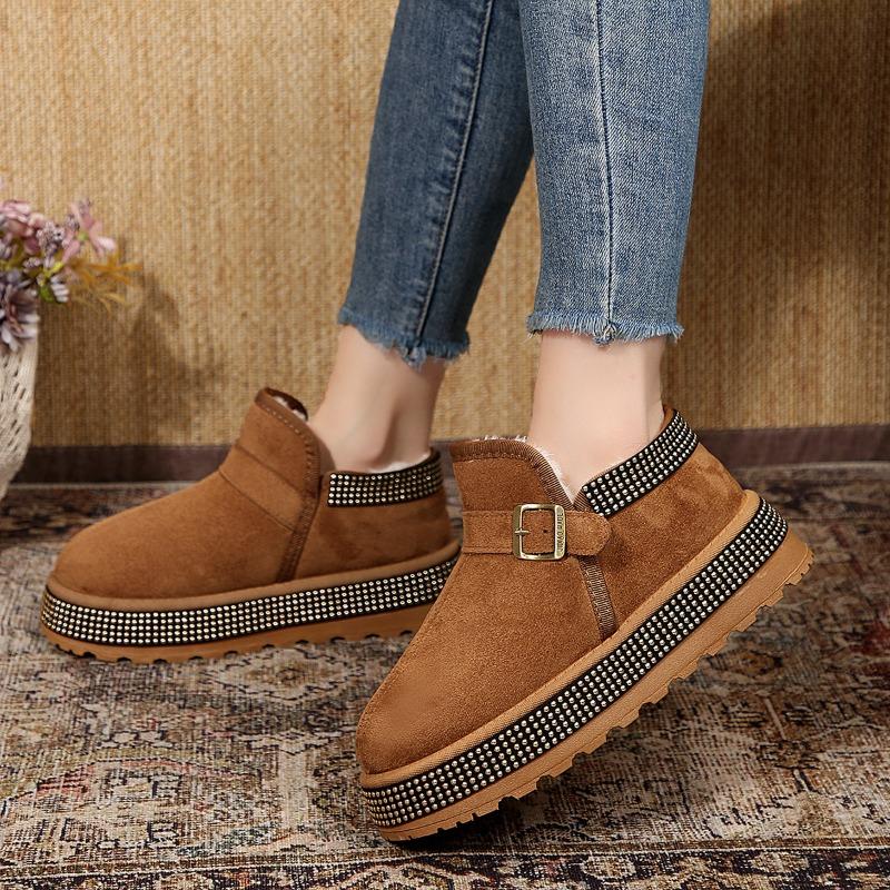 Fashion Snow Boots Women's 2025 Winter New Platform Plush Thickened Warm Northeast Big Cotton Shoes Booties