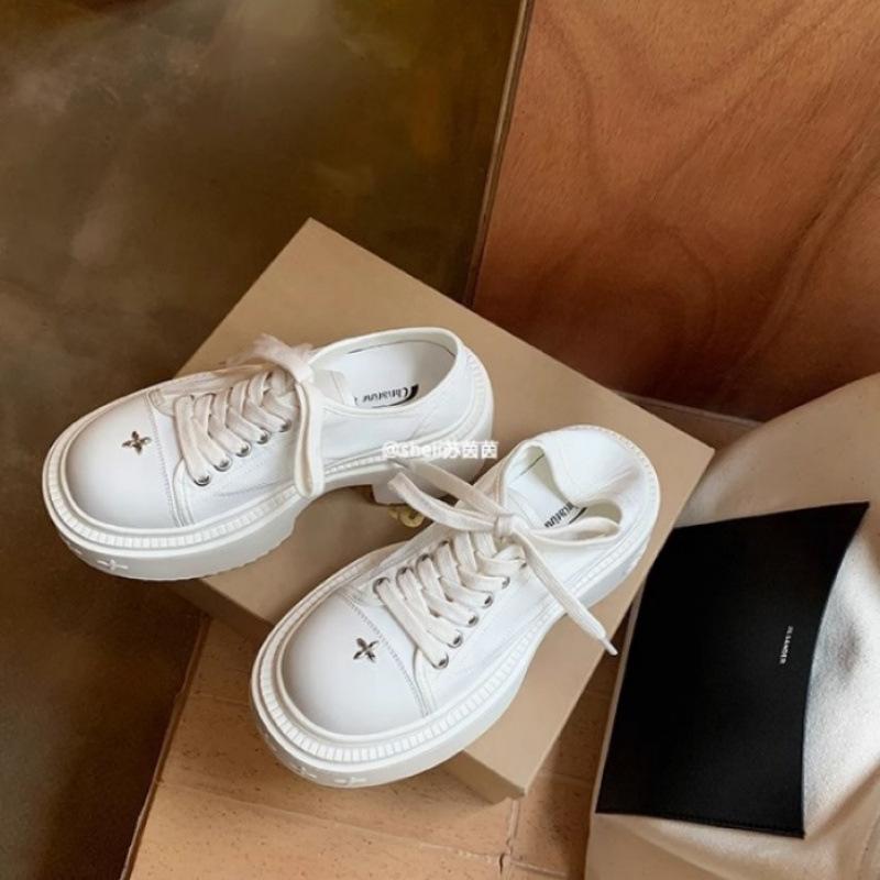 

! Обувь новая большая круглая голова толстая подошва увеличивающая рост парусиновая повседневная обувь женские дерби кеды 40 белый