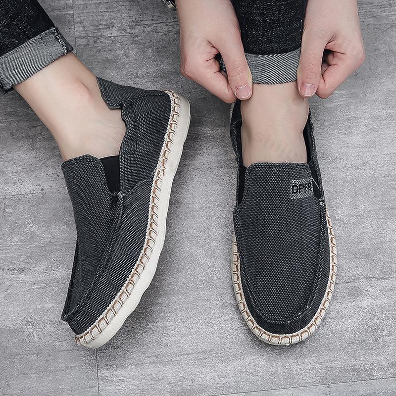 Fashion Men's Retro Canvas Shoes Lightweight Soft Sole Loafers 2025 Spring Autumn Round Toe Non-slip Sneakers Zapatillas De Deporte