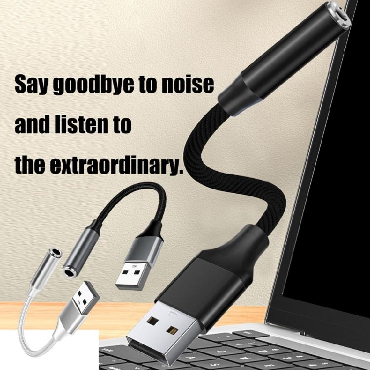 Braided USB To 3.5mm Auditory Cord For Speakers Headphones Gaming Consoles Connection Cable