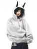 Damen Baggy Kapuzenpullover Niet-Spleißmantel Reißverschluss Strickjacke Jacke Harajuku Kleidung Herbst Winter