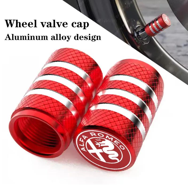 Hub Caps 4Pcs Car Wheel Tire Valve Caps Air Stem Covers For Alfa Romeo STELVIO Giulia 159 Giulietta 147 Mito 156 MTO Sportiva Ac ze2