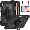 For iPad A16 11 Inch (2025)/iPad 10.9 Inch 10th Gen Shockproof Case, Built-in Pencil Holder, Tri-fold Stand, Clear Back, Black