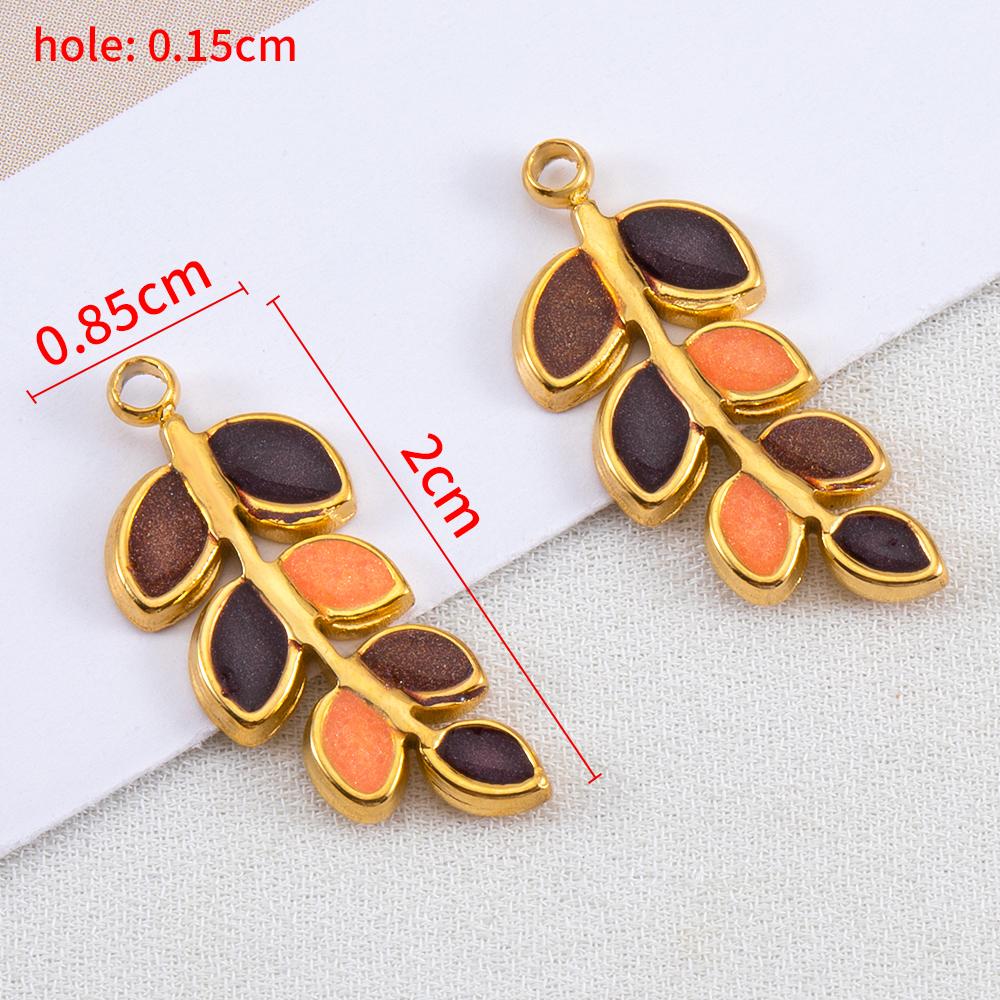 

2pcs Enamel Dazzle Tree Leaf Pendants Stainless Steels Fish Tortoise Necklace Charms DIY Vintage Earring Jewelry Making Supplies 2pcs коричневый