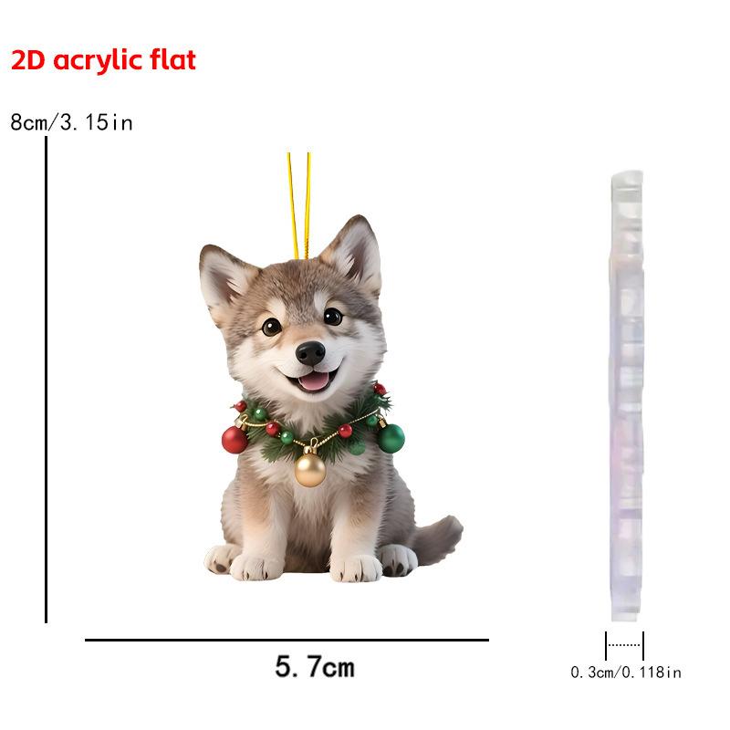Christmas Animal Series 2D Flat Acrylic Hanging Ornaments for Christmas Party Home Decor Backpack Key Chains Tree Christmas Deco
