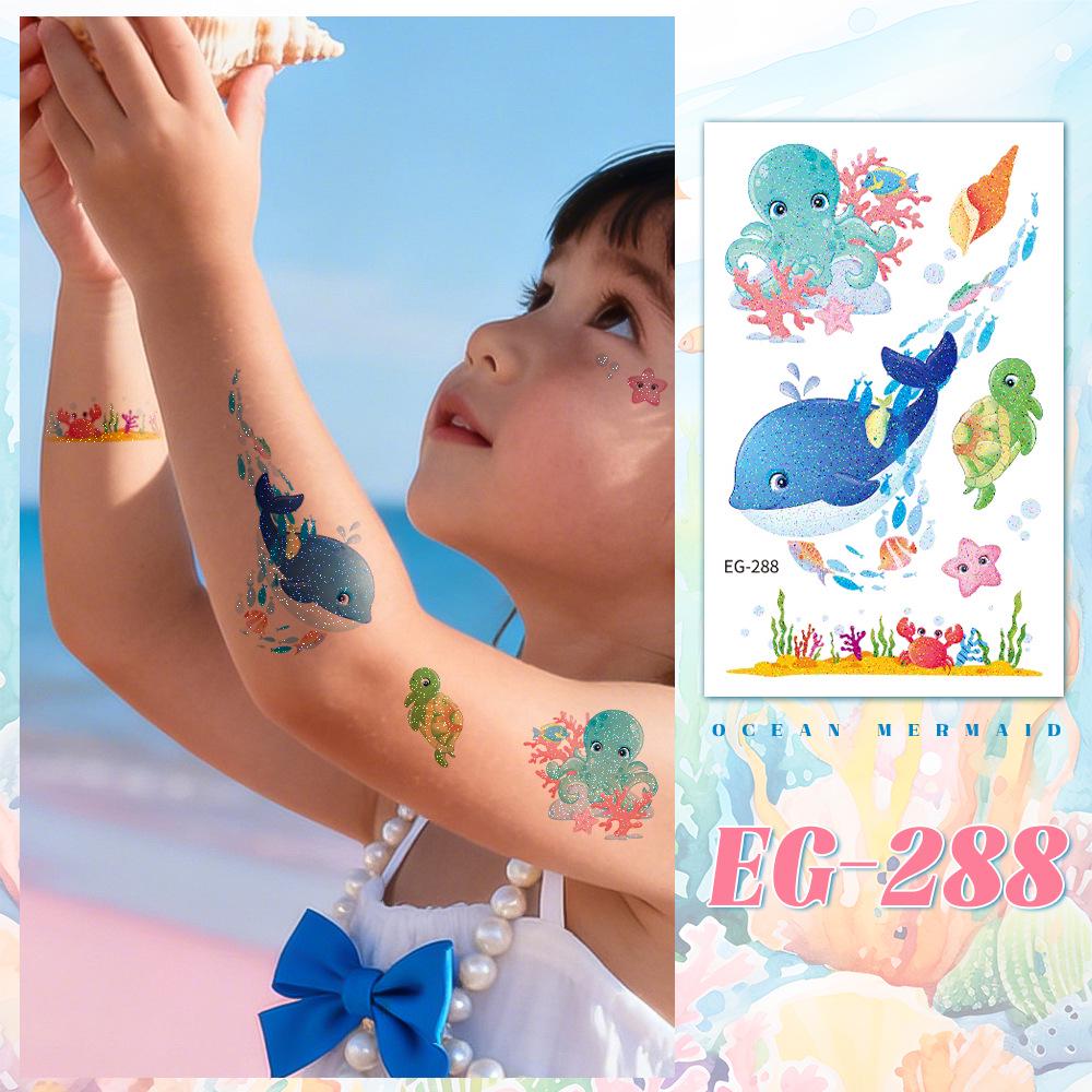 Ocean Glitter Animal Waterproof Tattoo Stickers for Kids