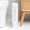 Slim Plastic Trash Can with Toilet Brush Holder 4.5L Garbage Can with Press Top