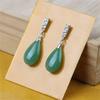 Orecchini a lobo Goccia d'Acqua in Giada Bianca e Verde Naturale per Donna Orecchini Pendenti Trendy in Pietra di Giada Gioielli Vintage per Feste Sposa Regalo