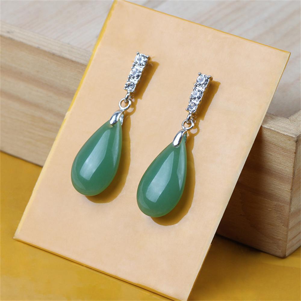 Orecchini a lobo Goccia d'Acqua in Giada Bianca e Verde Naturale per Donna Orecchini Pendenti Trendy in Pietra di Giada Gioielli Vintage per Feste Sposa Regalo