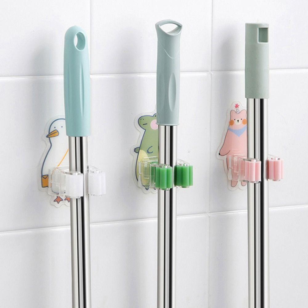 Punch-free Mop Hanging Hook Wall Mounted Mop Broom Storage Hook Cute Brush Broom Hanger  for Home