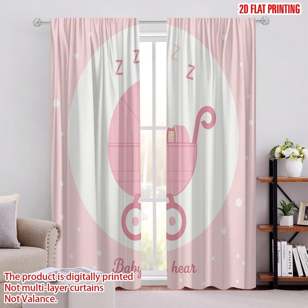 

2pcs,2D plane printing Curtain Fabric Pink Dreams Versatile Fabric (without rod) Decorations Inside Use for Living Room, 52.50 × 116.00 cm 2 pcs