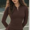 Womens Tennis Sport Suit With Integrated Shorts Long Sleeve Half-Zip Skort Set Outdoor Fitness Fall